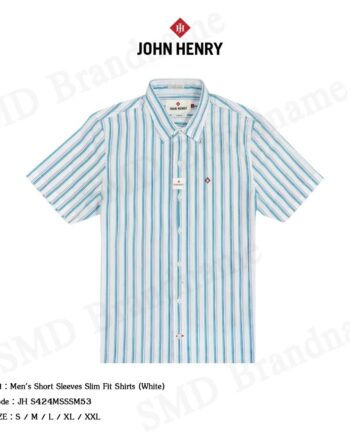 John Henry เสื้อเชิ้ตแขนสั้น รุ่น Men's Short Sleeves Slim Fit Shirts (White) Code: JH S424MSSSM53