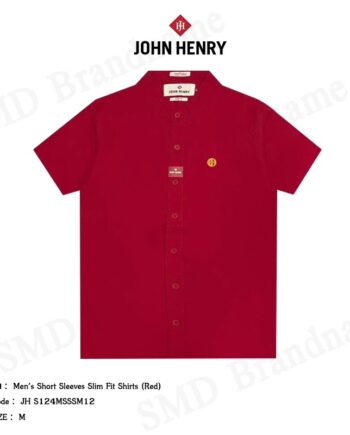 John Henry เสื้อเชิ้ตแขนสั้น รุ่น Men's Short Sleeves Slim Fit Shirts (Red) Code: JH S124MSSSM12