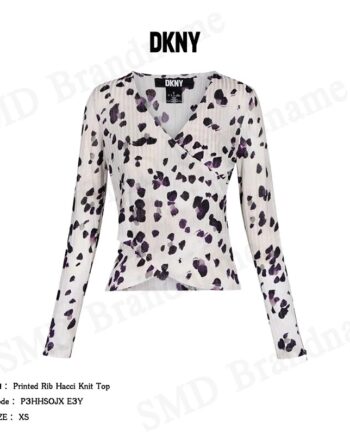 DKNY เสื้อแขนยาว รุ่น Printed Rib Hacci Knit Top Code: P3HHSOJX E3Y