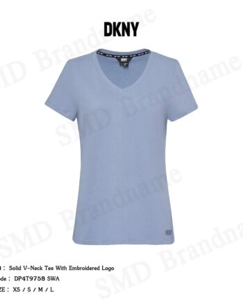 DKNY Sport เสื้อยืดคอวี รุ่น Solid V-Neck Tee With Embroidered Logo Code: DP4T9758 SWA