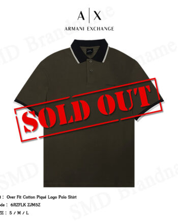 Armani Exchange เสื้อโปโล รุ่น Over Fit Cotton Piqué Logo Polo Shirt Code: 6RZFLK ZJM5Z