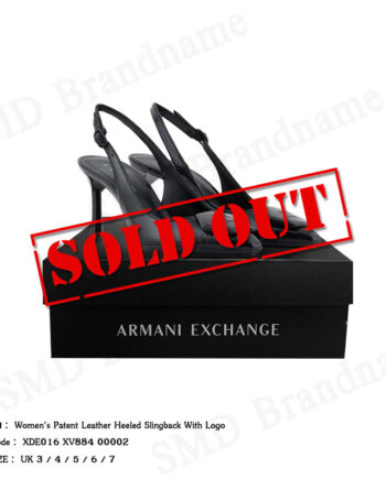 Armani Exchange รองเท้าส้นสูงผู้หญิง รุ่น Women's Patent Leather Heeled Slingback With Logo Code: XDE016 XV884 00002