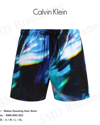 Calvin Klein Swimwear กางเกงว่ายน้ำ รุ่น Medium Drawstring Swim Shorts Code: KM01005 0GZ