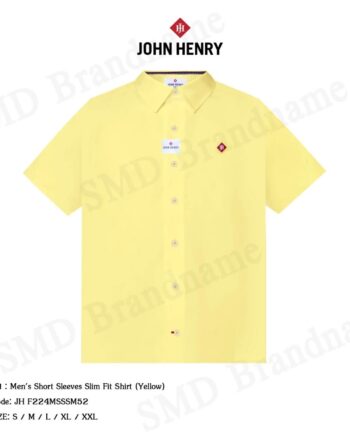 John Henry เสื้อเชิ้ตแขนสั้น รุ่น Men's Short Sleeves Slim Fit Shirt (Yellow) Code: JH F224MSSSM52