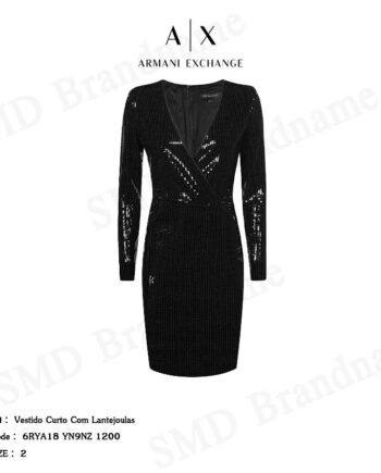 Armani Exchange ชุดเดรส รุ่น Vestido Curto Com Lantejoulas Code: 6RYA18 YN9NZ 1200