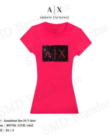 Armani Exchange เสื้อยืดคอกลม รุ่น Embellished Slim Fit T-Shirt Code: 8NYTDL YJ73Z 14AZ