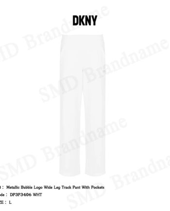 DKNY Sport กางเกงลำลองขายาว รุ่น Metallic Bubble Logo Wide Leg Track Pant With Pockets Code: DP3P3406 WHT
