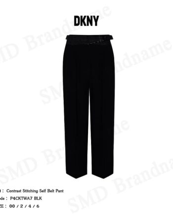 DKNY กางเกงขายาว รุ่น Contrast Stitching Self Belt Pant Code: P4CKTWA7 BLK