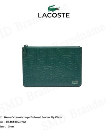 Lacoste กระเป๋าครัช รุ่น Women’s Lacoste Large Embossed Leather Zip Clutch Code: NF3686HZ H92