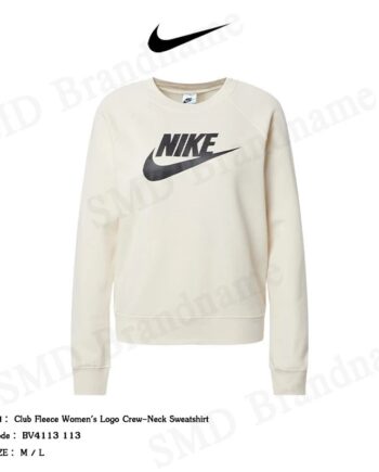 Nike เสื้อสเวตเตอร์แขนยาว รุ่น Club Fleece Women's Logo Crew-Neck Sweatshirt Code: BV4113 113