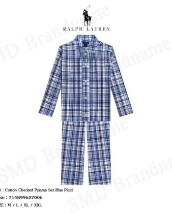 Polo Ralph Lauren เซ็ทชุดนอน รุ่น Cotton Checked Pyjama Set Blue Plaid Code: 714899627006