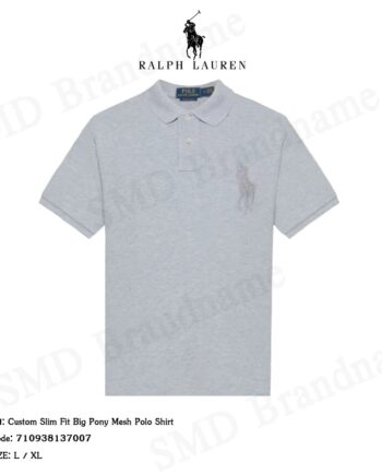 Polo Ralph Lauren เสื้อโปโล รุ่น Custom Slim Fit Big Pony Mesh Polo Shirt Code: 710938137007
