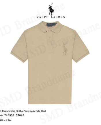 Polo Ralph Lauren เสื้อโปโล รุ่น Custom Slim Fit Big Pony Mesh Polo Shirt Code: 710938137010