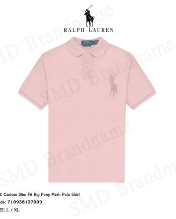 Polo Ralph Lauren เสื้อโปโล รุ่น Custom Slim Fit Big Pony Mesh Polo Shirt Code: 710938137009