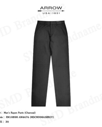 Arrow กางเกงสแล็ค ขายาว ทำงาน รุ่น Man's Rayon Pants (Charcoal) Code: RM10890 AM4476 (MDCM990A5BRGY)