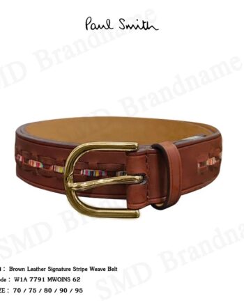 Paul Smith เข็มขัด รุ่น Brown Leather Signature Stripe Weave Belt Code: W1A 7791 MWOINS 62