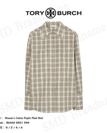 Tory Burch เสื้อเชิ้ตแขนยาว รุ่น Women's Cotton Poplin Plaid Shirt Code: 86456 0921 999