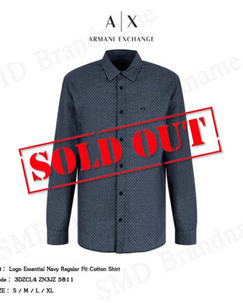 Armani Exchange เสื้อเชิ้ตแขนยาว รุ่น Logo Essential Navy Regular Fit Cotton Shirt Code: 3DZC09 ZN4AZ 65BB