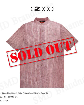 G2000 เสื้อเชิ้ตแขนสั้น รุ่น Linen Blend Stand Collar Stripe Casual Shirt In Smart Fit Code: 41139992 34