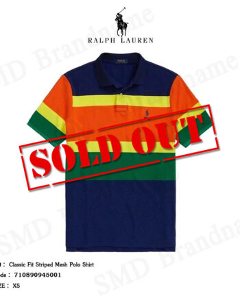 Polo Ralph Lauren เสื้อโปโลชาย รุ่น Classic Fit Striped Mesh Polo Shirt Code: 710890945001