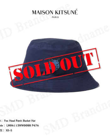 Maison Kitsune หมวกบักเก็ต รุ่น Fox Head Patch Bucket Hat Code: LM06113WW0088 P476