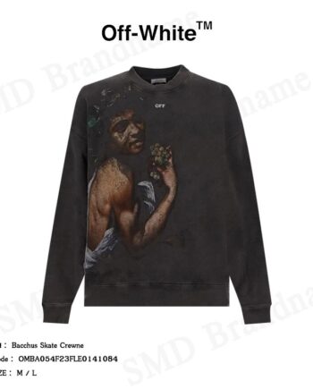 Off-White เสื้อสเวตเตอร์แขนยาวผู้ชาย รุ่น Bacchus Skate Crewne Code: OMBA054F23FLE0141084