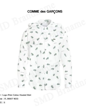 Comme Des Garçons Shirt x Lacoste เสื้อเชิ้ตแขนยาว รุ่น Logo-Print Cotton Hooded Shirt Code: FL B007 W23
