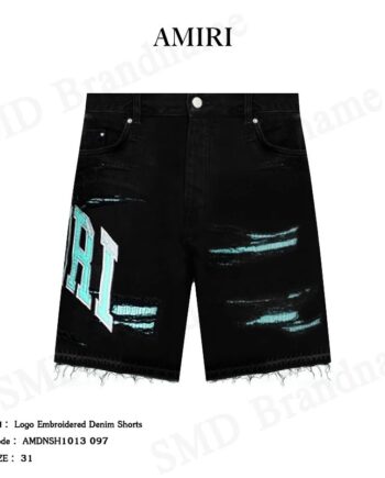 Amiri กางเกงยีนส์ขาสั้น รุ่น Logo Embroidered Denim Shorts Code: AMDNSH1013 097