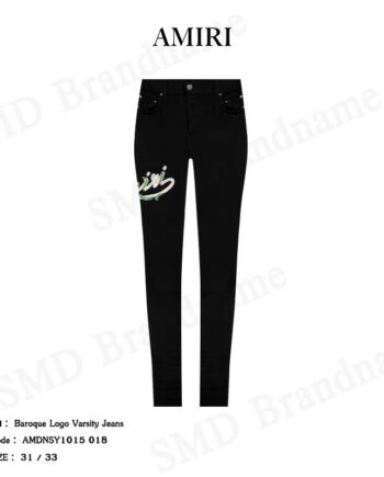 Amiri กางเกงยีนส์ รุ่น Baroque Logo Varsity Jeans Code: AMDNSY1015 018