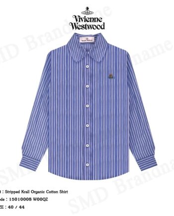 Vivienne Westwood เสื้อเชิ้ตแขนยาวผู้หญิง รุ่น Stripped Krall Organic Cotton Shirt Code: 15010008 W00QZ