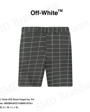 Off-White กางเกงขาสั้นผู้ชาย รุ่น Check JCQ Shorts Forged Iron Tof Code: OMCB054F21FAB0010761