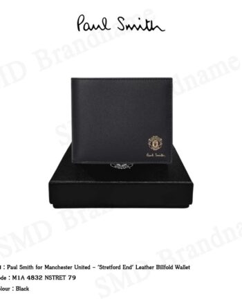 Paul Smith กระเป๋าสตางค์ผู้ชาย รุ่น Manchester United - 'Stretford End' Leather Billfold Wallet Code: M1A 4832 NSTRET 79