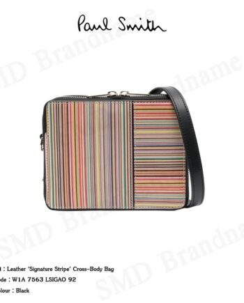 Paul Smith กระเป๋าสะพายข้างผู้ชาย รุ่น Leather 'Signature Stripe' Cross-Body Bag Code: W1A 7563 LSIGAO 92