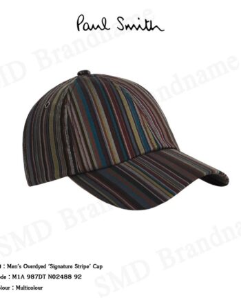 Paul Smith หมวกแก็ปผู้ชาย รุ่น Men's Overdyed 'Signature Stripe' Cap Code: M1A 987DT N02488 92