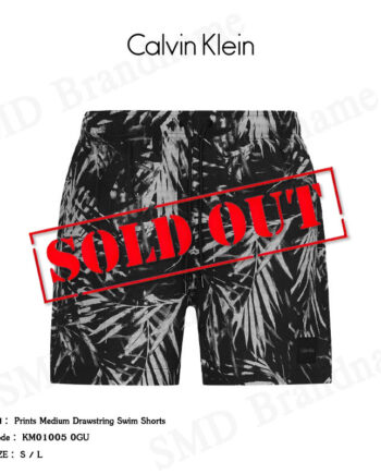 Calvin Klein Swimwear กางเกงว่ายน้ำผู้ชาย รุ่น Prints Medium Drawstring Swim Shorts Code: KM01005 0GU