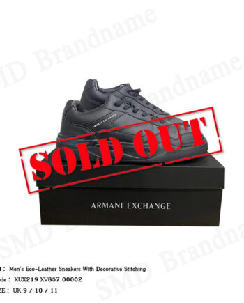 Armani Exchange รองเท้าผ้าใบผู้ชาย รุ่น Men's Eco-Leather Sneakers With Decorative Stitching Code: XUX219 XV857 00002