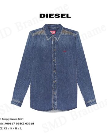 Diesel เสื้อแจ็คเก็ตแขนยาวผู้ชาย รุ่น Simply Denim Shirt Code: A09157 068CZ 03318