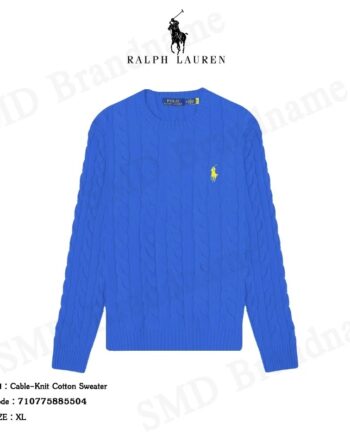 Polo Ralph Lauren เสื้อไหมพรมผู้ชาย รุ่น Cable-Knit Cotton Sweater Code: 710775885504