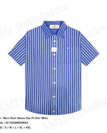 John Henry เสื้อเชิ้ตแขนสั้นผู้ชาย รุ่น Men's Short Sleeves Slim Fit Shirt (Blue) Code: JH F424MSSSM43
