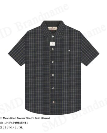 John Henry เสื้อเชิ้ตแขนสั้นผู้ชาย รุ่น Men's Short Sleeves Slim Fit Shirt (Green) Code: JH F424MSSSM41
