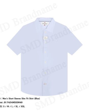 John Henry เสื้อเชิ้ตแขนสั้นผู้ชาย รุ่น Men's Short Sleeves Slim Fit Shirt (Blue) Code: JH F424MSSSM40
