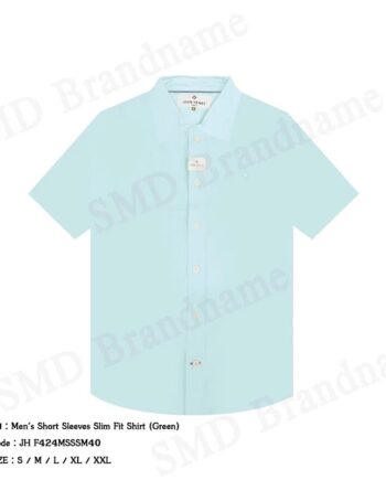 John Henry เสื้อเชิ้ตแขนสั้นผู้ชาย รุ่น Men's Short Sleeves Slim Fit Shirt (Green) Code: JH F424MSSSM40