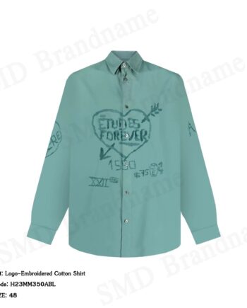 Etudes เสื้อเชิ้ตแขนยาวผู้ชาย รุ่น Logo-Embroidered Cotton Shirt Code: H23MM350ABL