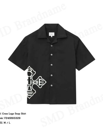 Rhude เสื้อเชิ้ตแขนสั้นผู้ชาย รุ่น Cross Logo Snap Shirt Code: F24SR03320