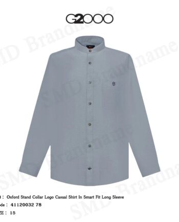 G2000 เสื้อเชิ้ตแขนยาวผู้ชาย รุ่น Oxford Stand Collar Logo Casual Shirt In Smart Fit Long Sleeve Code: 41120032 78