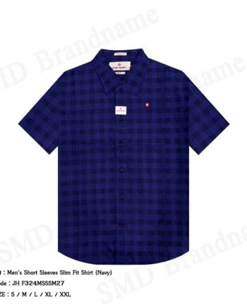 John Henry เสื้อเชิ้ตแขนสั้นผู้ชาย รุ่น Men's Short Sleeves Slim Fit Shirt (Navy) Code: JH F324MSSSM27
