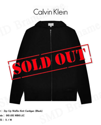 CK Calvin Klein เสื้อคาร์ดิแกน รุ่น Zip-up Waffle-knit Cardigan (Black) Code: 0010S M801JC
