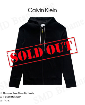 CK Calvin Klein เสื้อสเวตเตอร์แขนยาว รุ่น Monogram Logo Fleece Zip Hoodie Code: 266C M967JCP