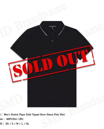 Calvin Klein เสื้อโปโลผู้ชาย รุ่น Men's Stretch Pique Solid Tipped Short Sleeve Polo Shirt Code: 40FC261 UB1