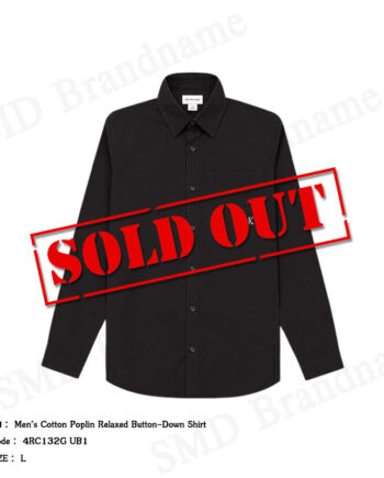 Calvin Klein Jeans เสื้อเชิ้ตแขนยาวผู้ชาย รุ่น Men's Cotton Poplin Relaxed Button-Down Shirt Code: 4RC132G UB1